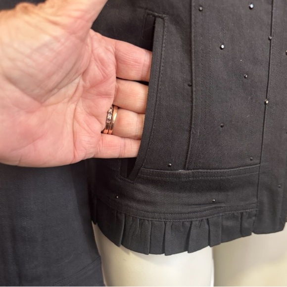 CHRISTINE ALEXANDER black Swarovski embellished twill jacket women’s medium - Picture 8 of 16